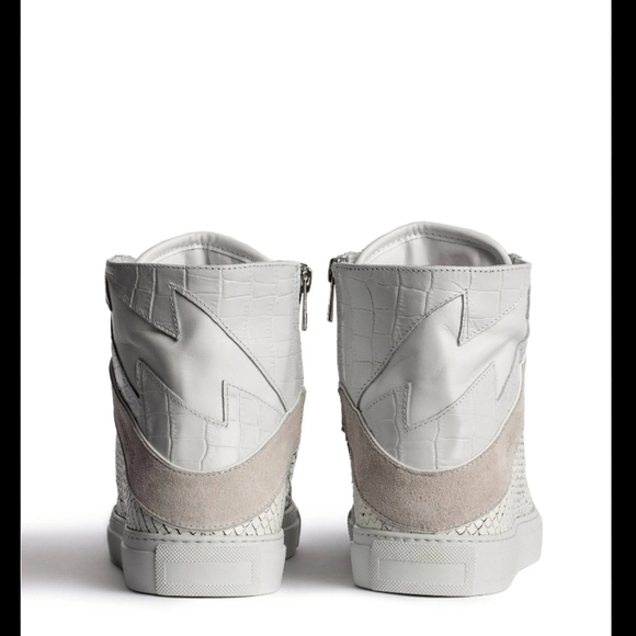New!! Zadig & Voltaire, High Flash Keith Sneakers, Blanc(White), Size 38 - NIB - Picture 8 of 14
